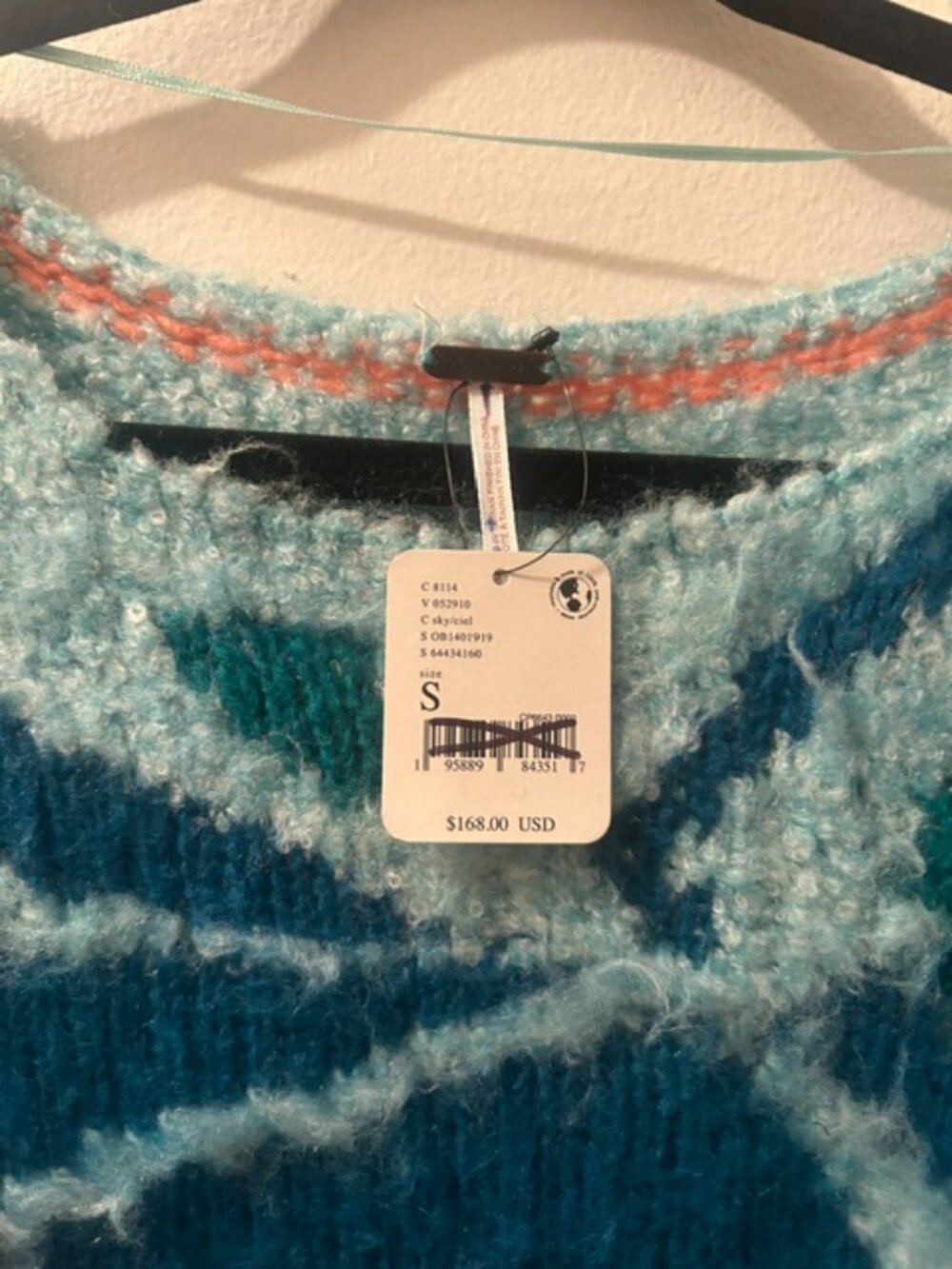 Free People Lily Pullover Fuzzy Soft Pull On Sweater in the Mosaic Sky Combo NWT - Picture 4 of 16